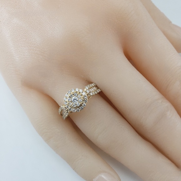 14 Karat Yellow Gold Diamond Cluster Halo Ring Size 7 #20712 - Picture 8 of 8